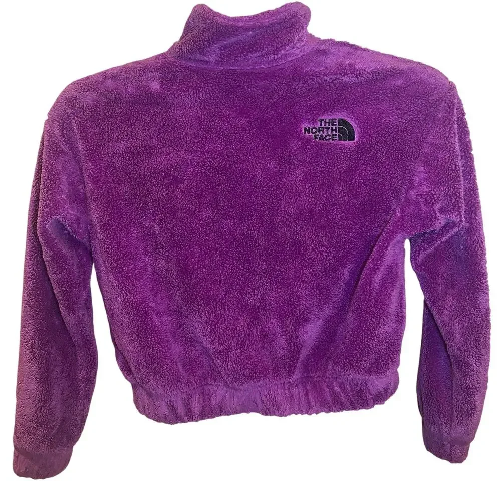 The North Face Purple Cropped Full Zip Fleece Jacket Girls size 10/12